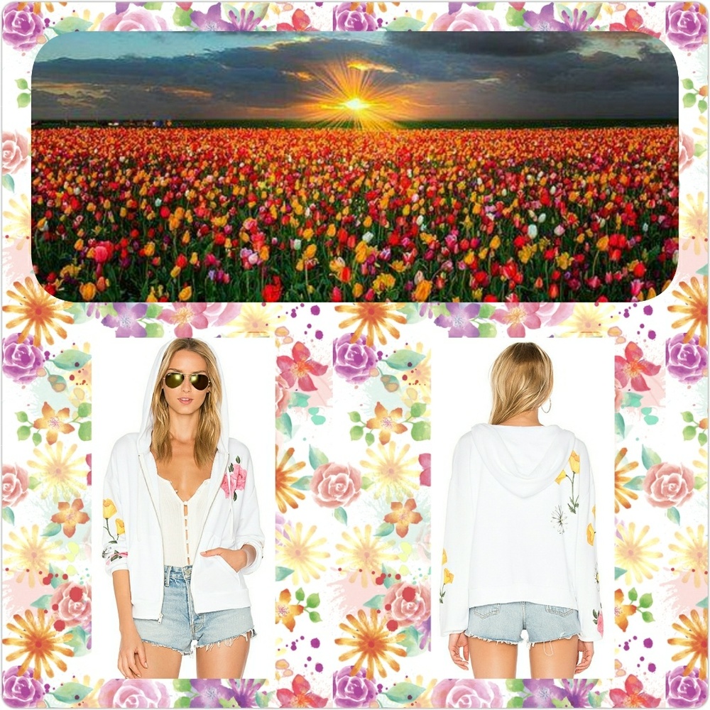 Wildfox "Meadow Flowers Marquis" Zip Hoodie